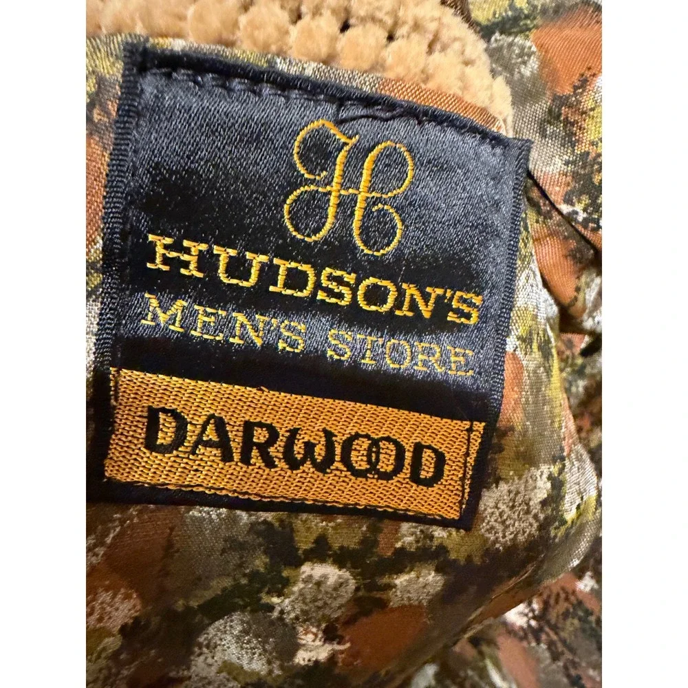 Vtg 70s Hudson's Academia‎ Darwood Corduroy Blazer Tan Belted Back Sport Coat L